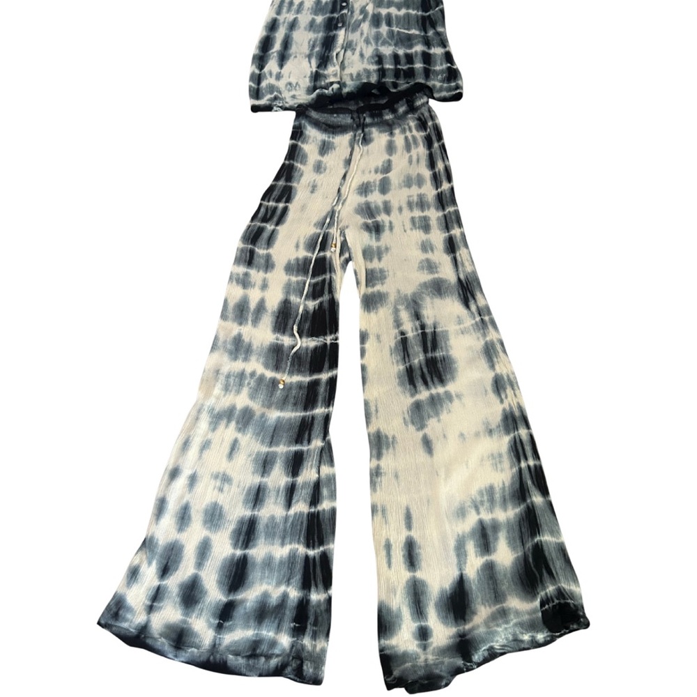 South Beach Tie Dye Button Down Shirt & Flowy Pants Co-Ord Set | Size 0 (XS) - Picture 3 of 9